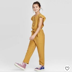 Art Class Tie Waist Button-Front Jumpsuit Small (6/6x)